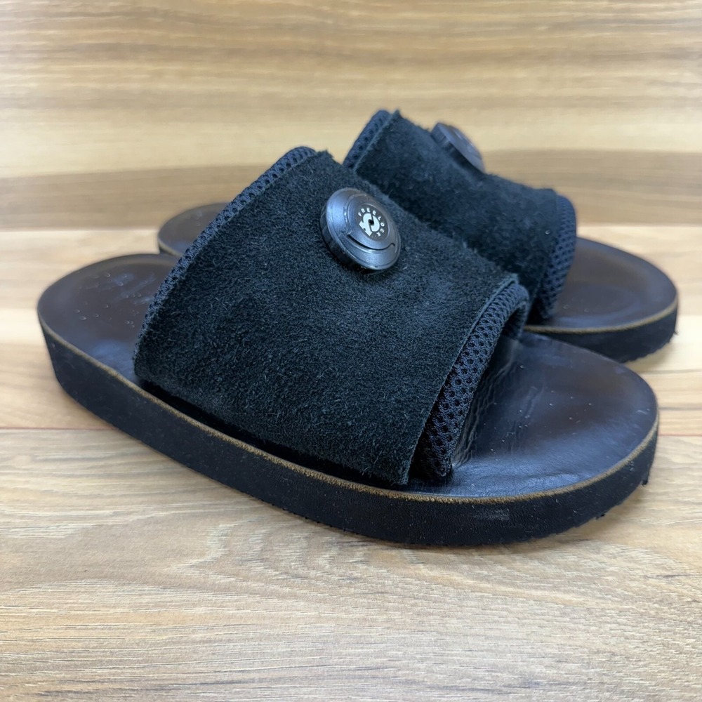 Ptarmigan Vibram Womens Slide Sandals 39 US 8.5 9 Black Leather Suede Platform